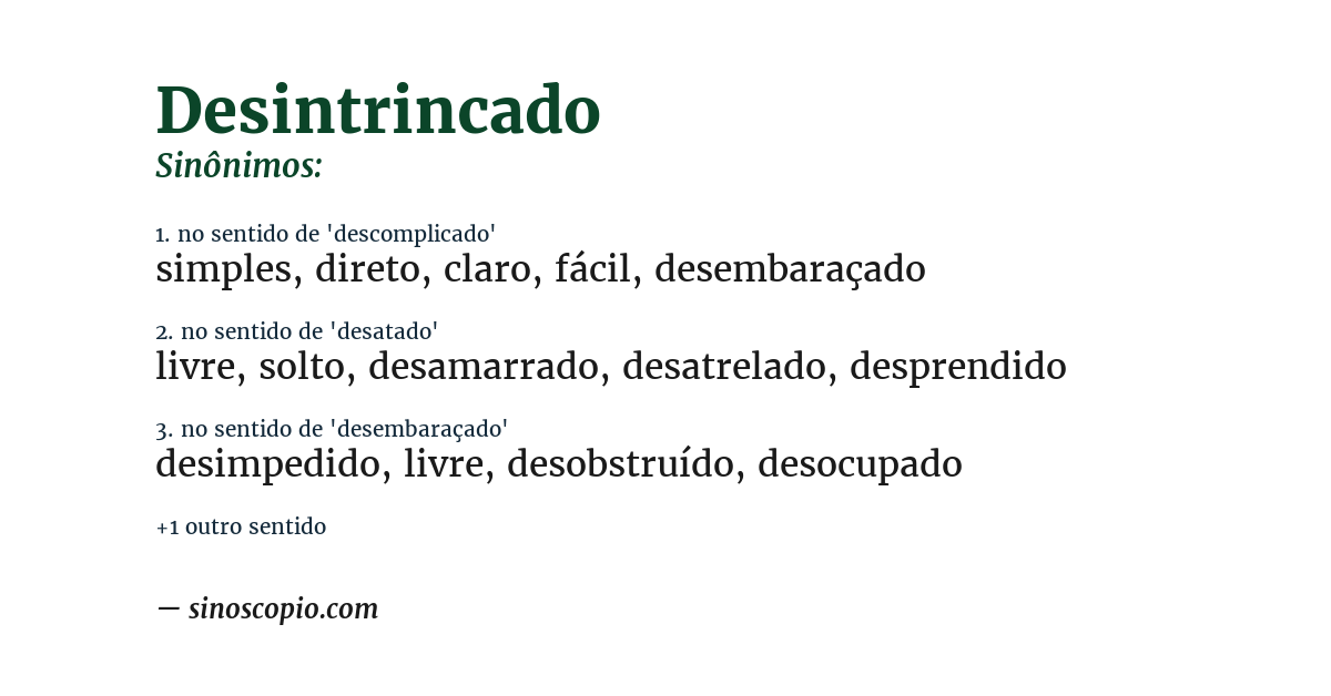 Sinônimo de desintrincado