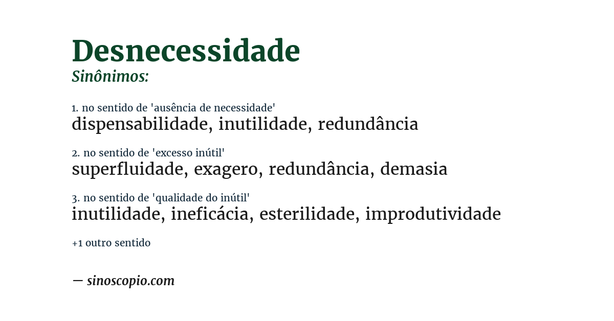 Sinônimo de desnecessidade
