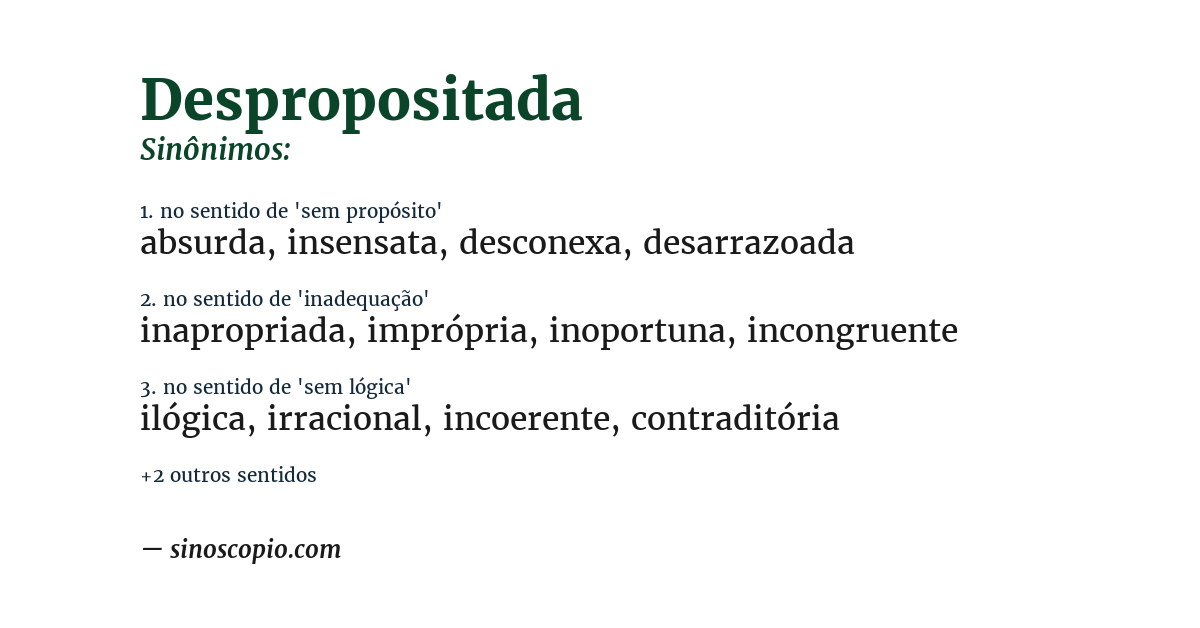 Sinônimo de despropositada