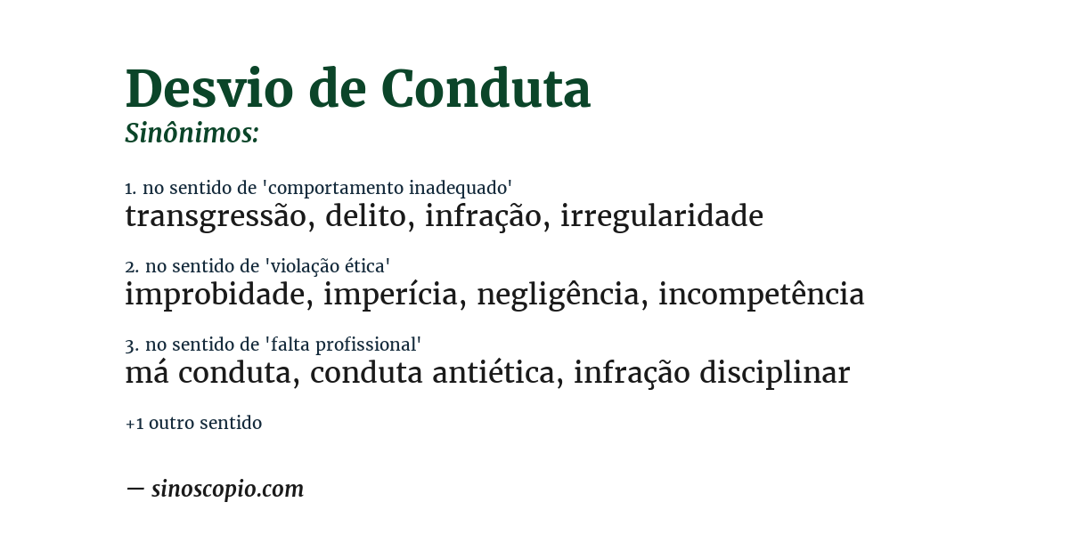 Sinônimo de desvio de conduta