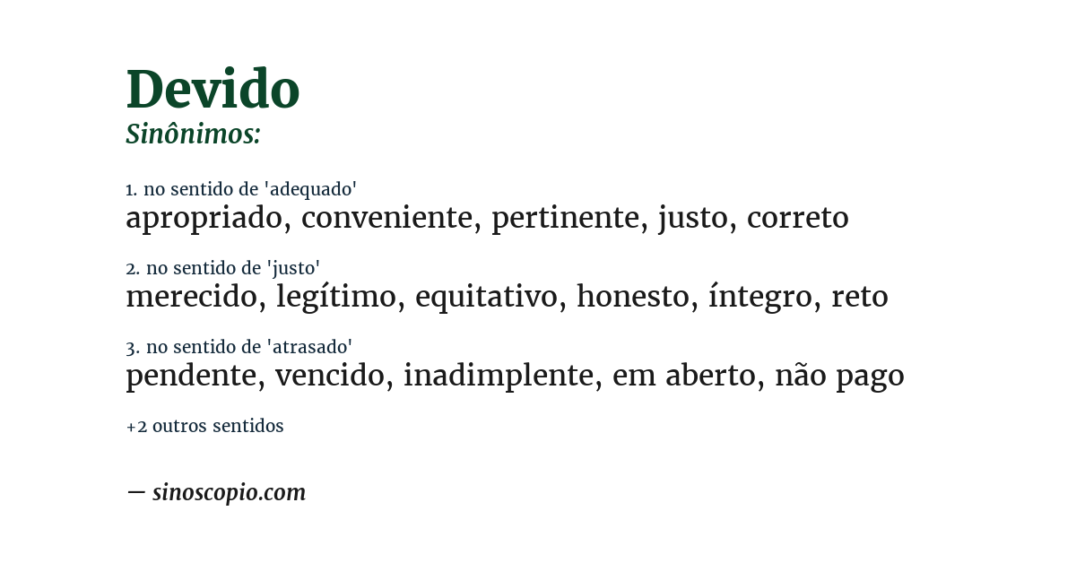 Sinônimo de devido