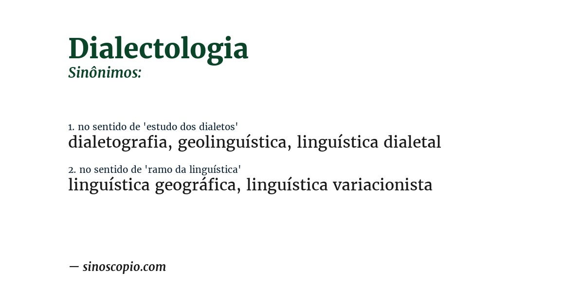 Sinônimo de dialectologia