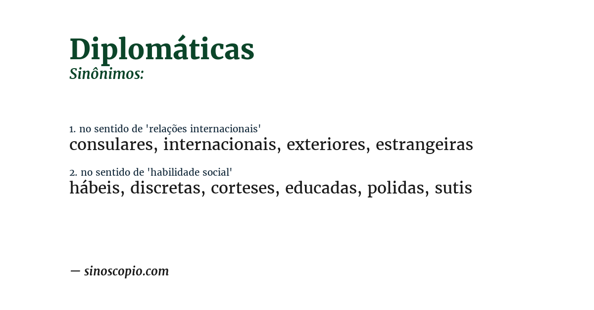 Sinônimo de diplomáticas