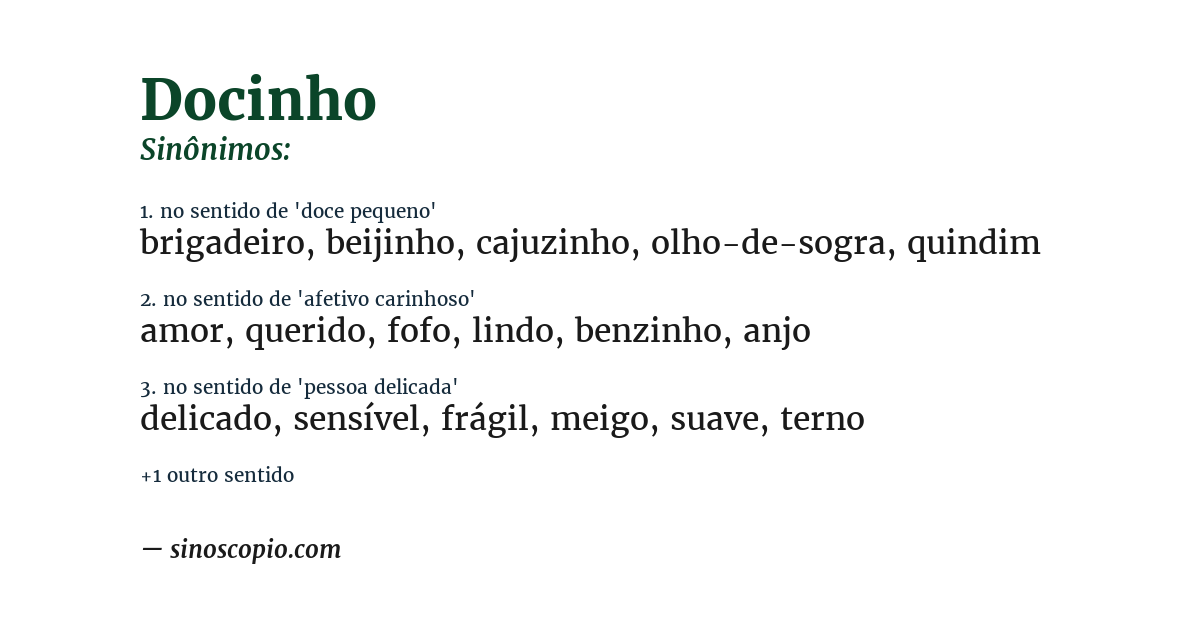 Sinônimo de docinho