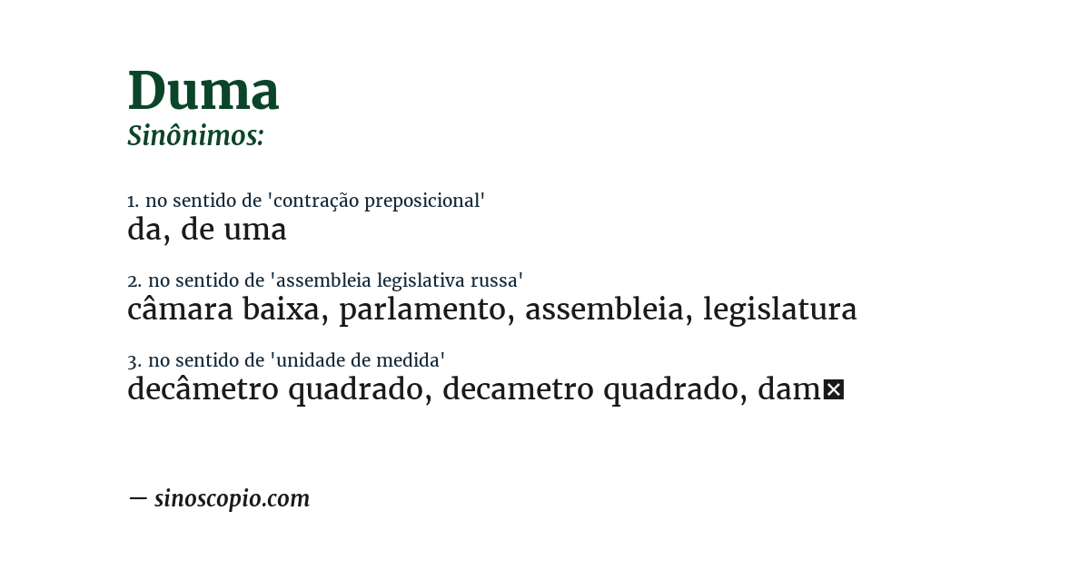 Sinônimo de duma