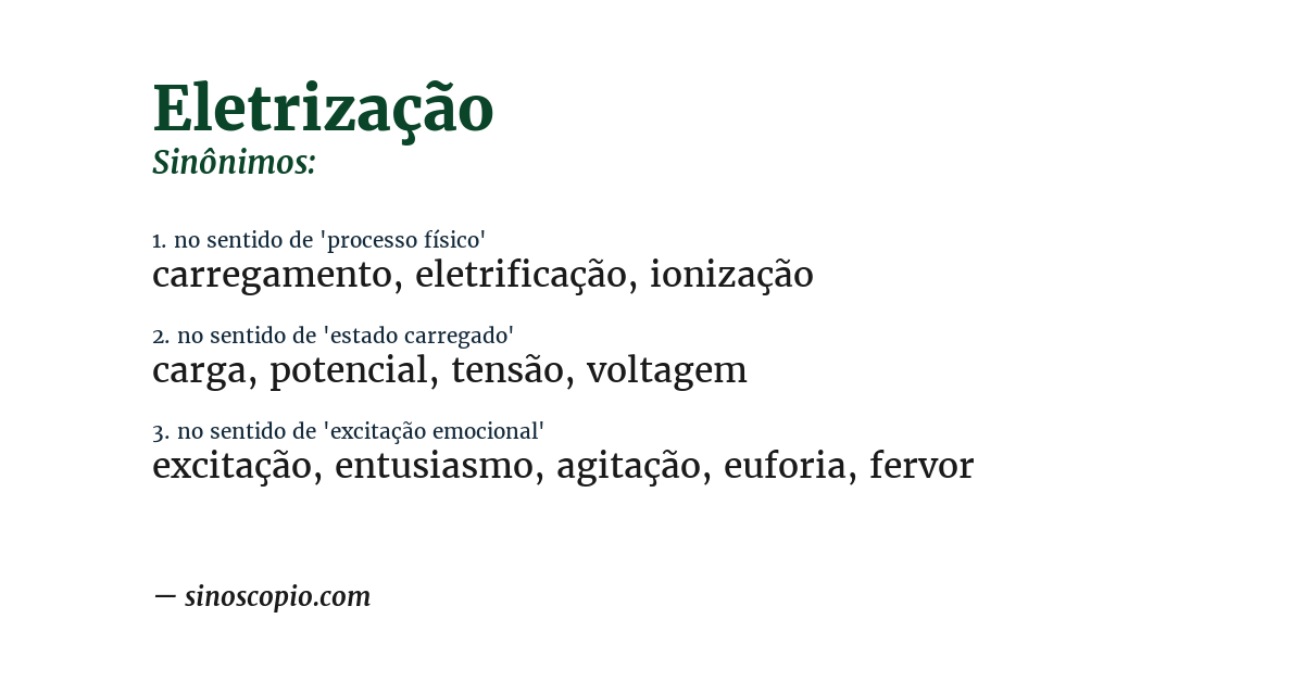 Sinônimo de eletrização