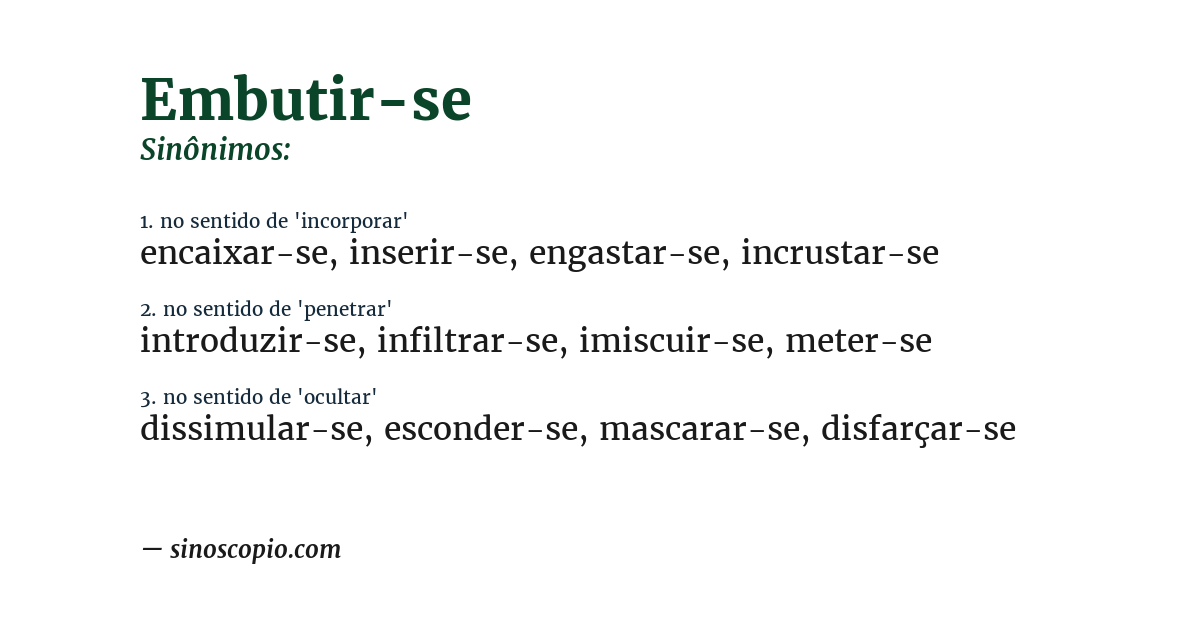 Sinônimo de embutir-se