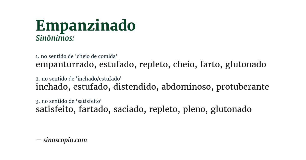 Sinônimo de empanzinado