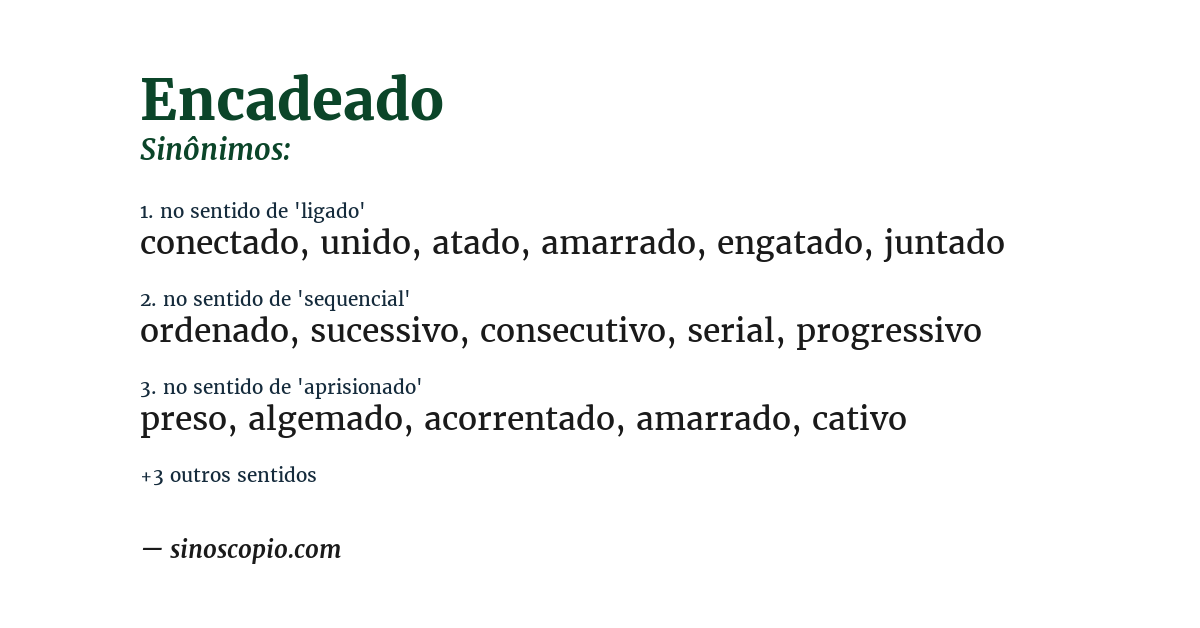 Sinônimo de encadeado