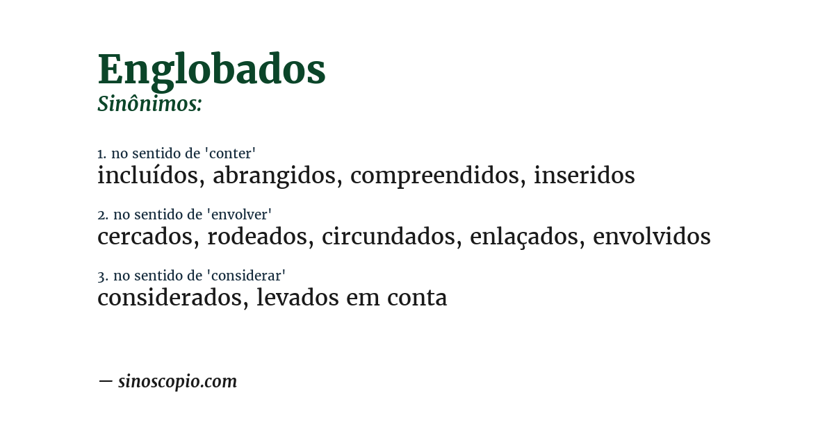 Sinônimo de englobados