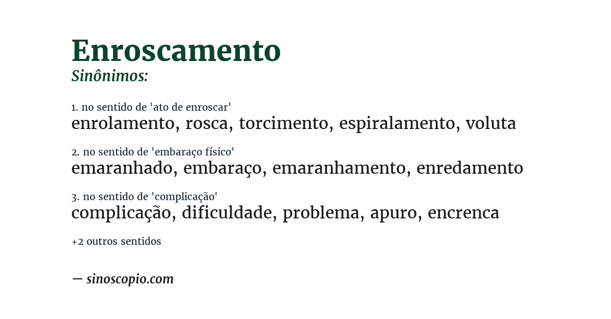 Sinônimo de enroscamento