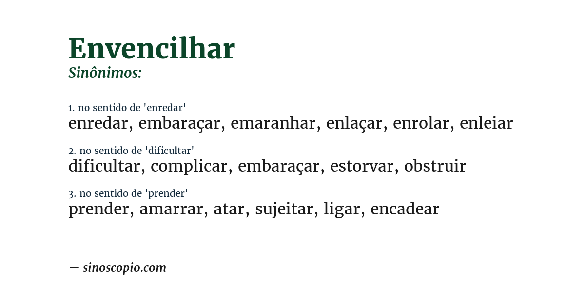 Sinônimo de envencilhar