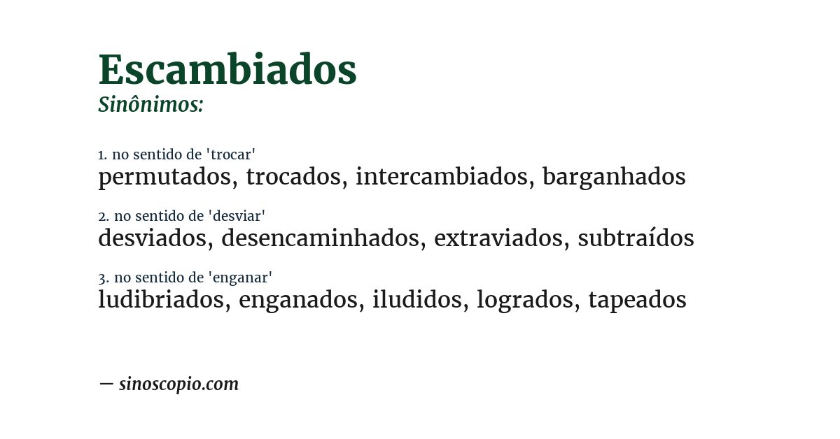 Sinônimo de escambiados