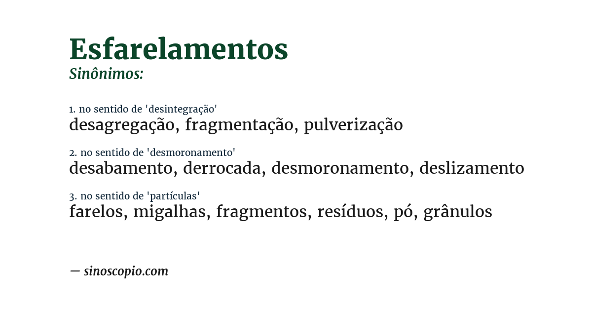 Sinônimo de esfarelamentos