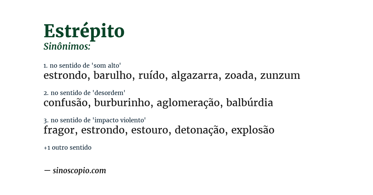 Sinônimo de estrépito