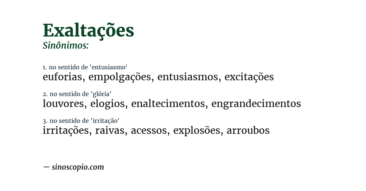 Sinônimo de exaltações
