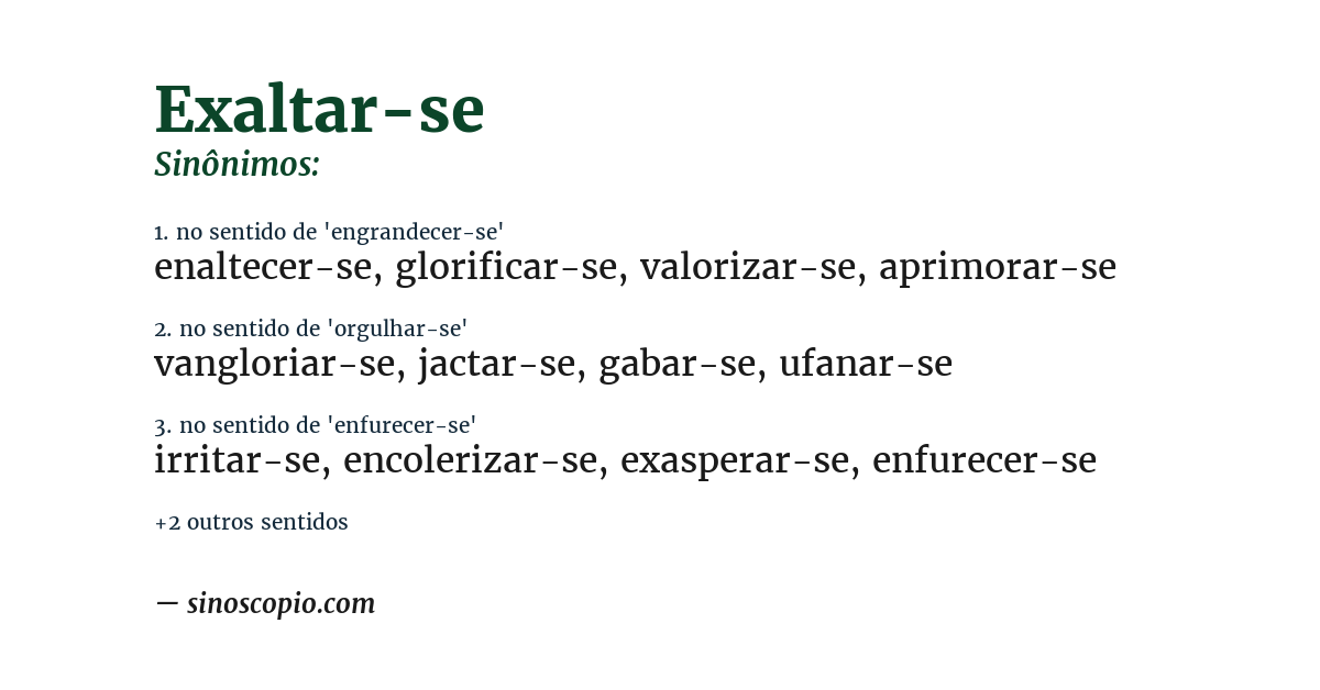 Sinônimo de exaltar-se