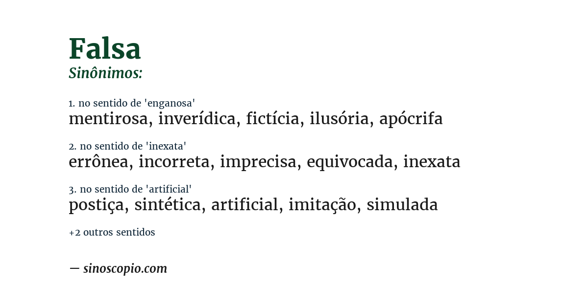 Sinônimo de falsa