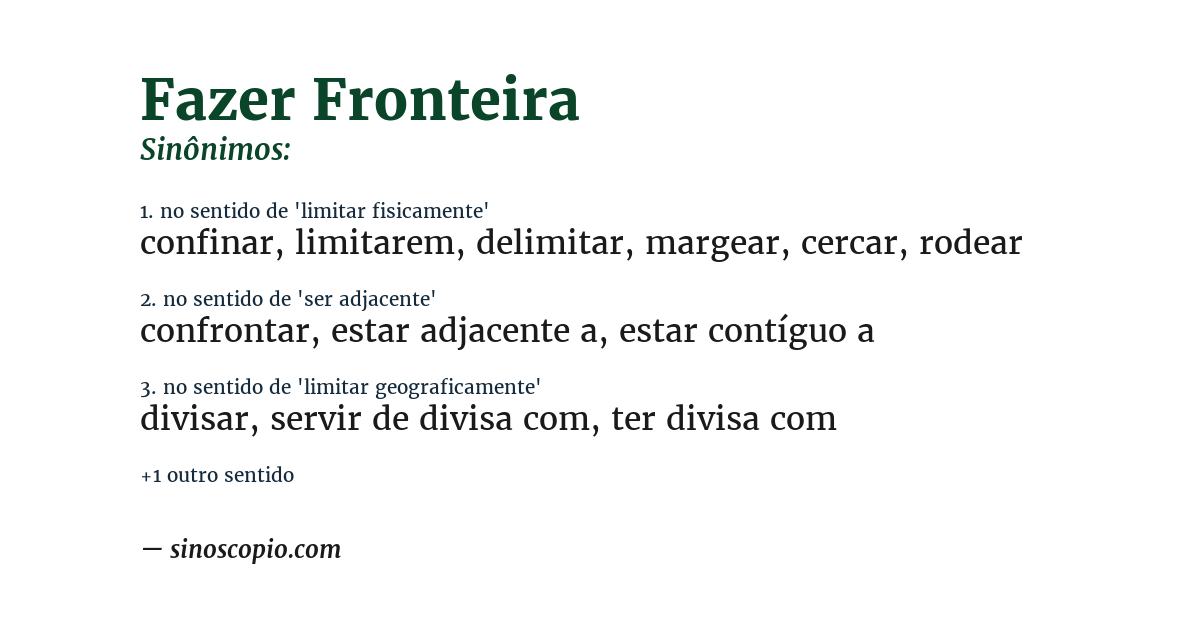 Sinônimo de fazer fronteira