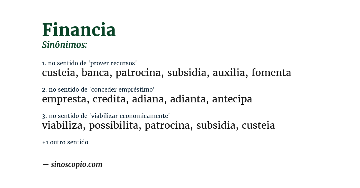 Sinônimo de financia