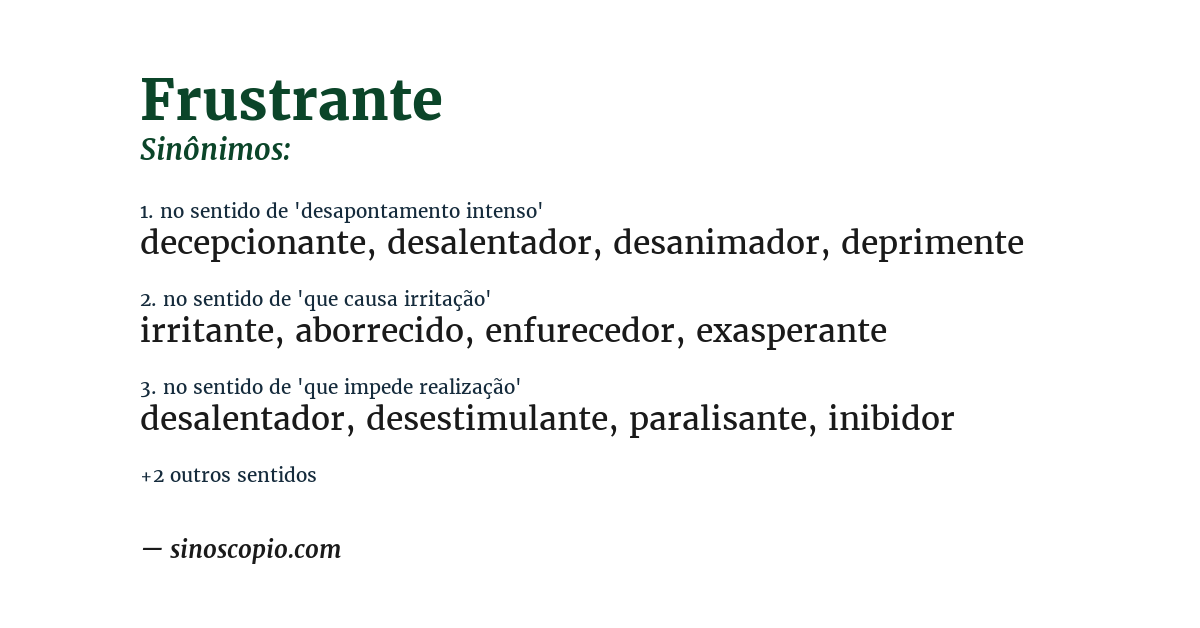 Sinônimo de frustrante