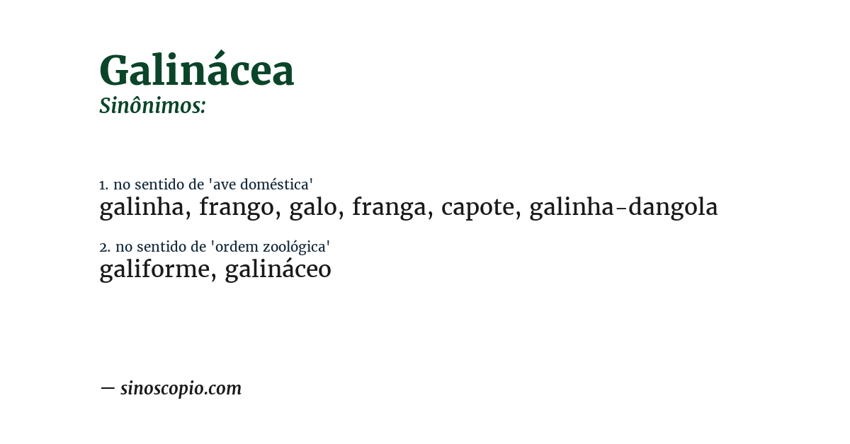 Sinônimo de galinácea