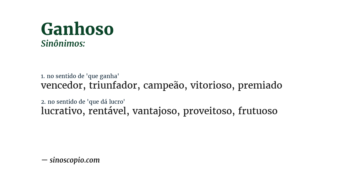 Sinônimo de ganhoso