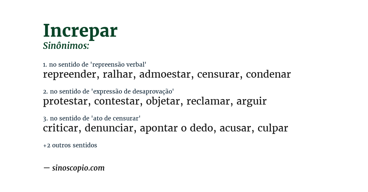 Sinônimo de increpar