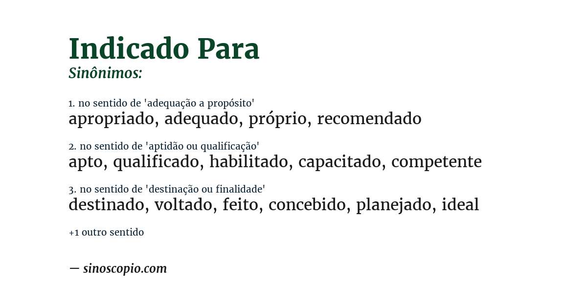 Sinônimo de indicado para