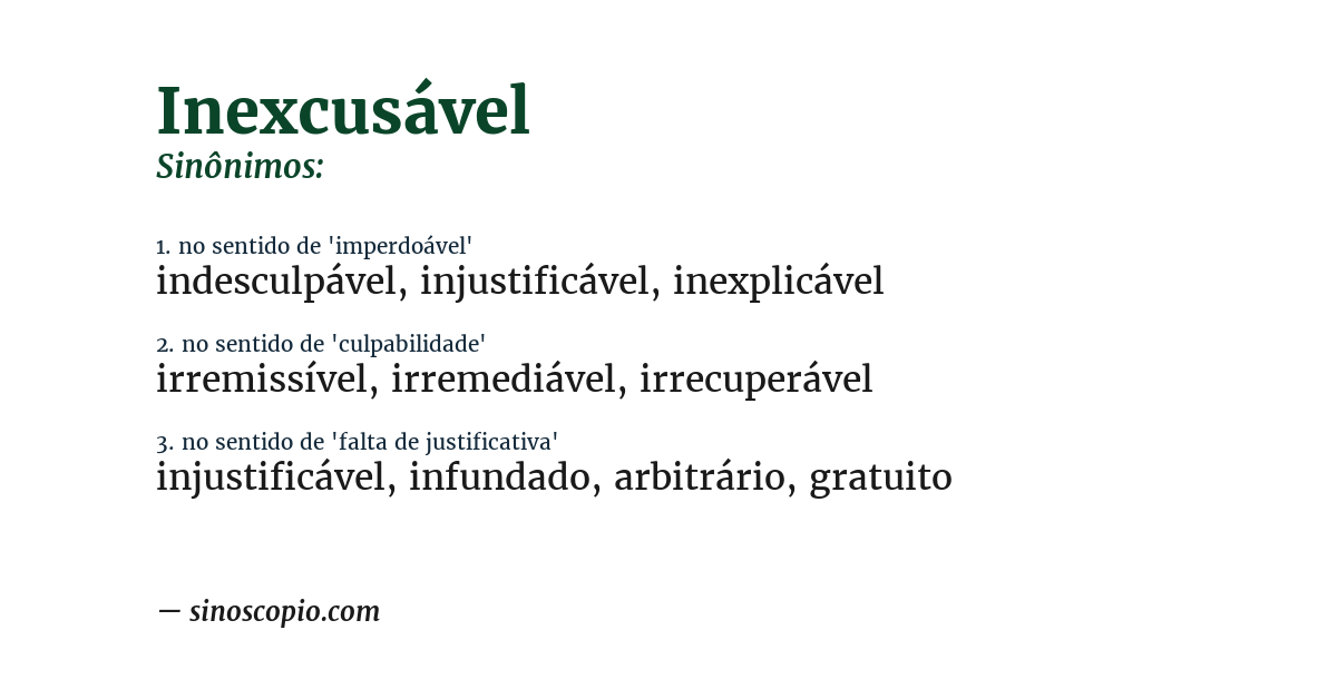 Sinônimo de inexcusável
