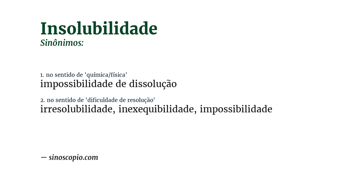Sinônimo de insolubilidade