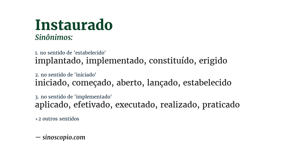 Sinônimo de instaurado
