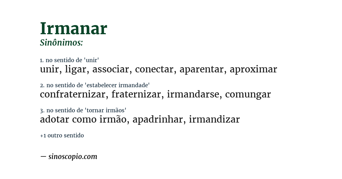 Sinônimo de irmanar