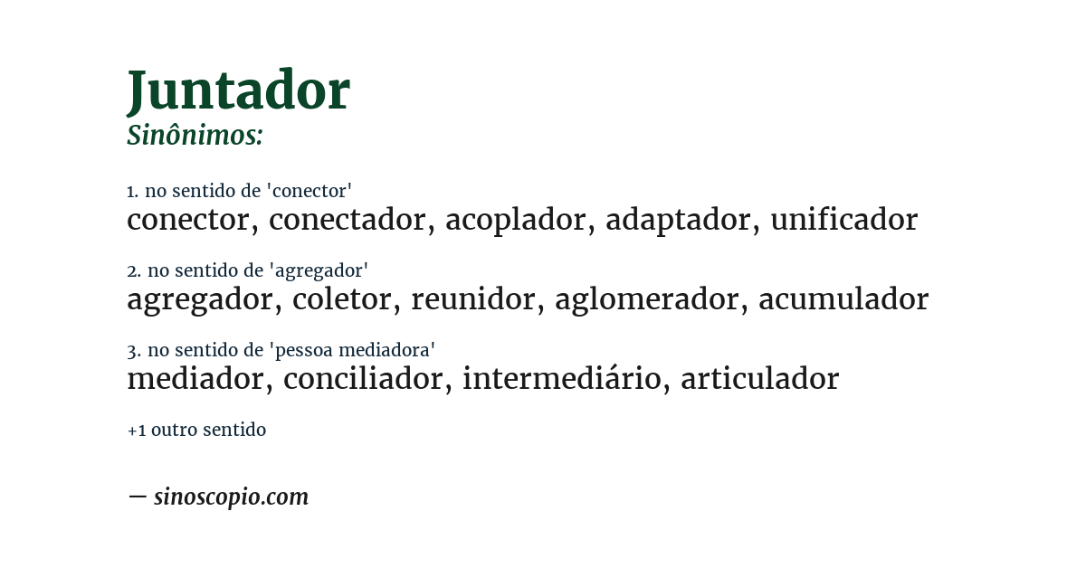 Sinônimo de juntador