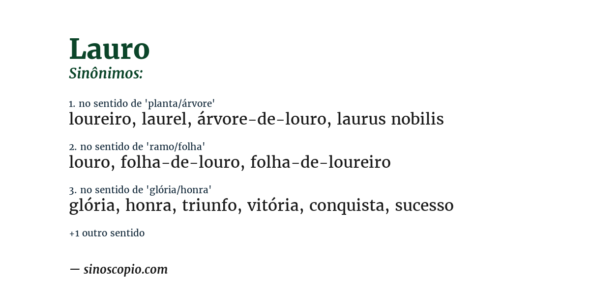 Sinônimo de lauro