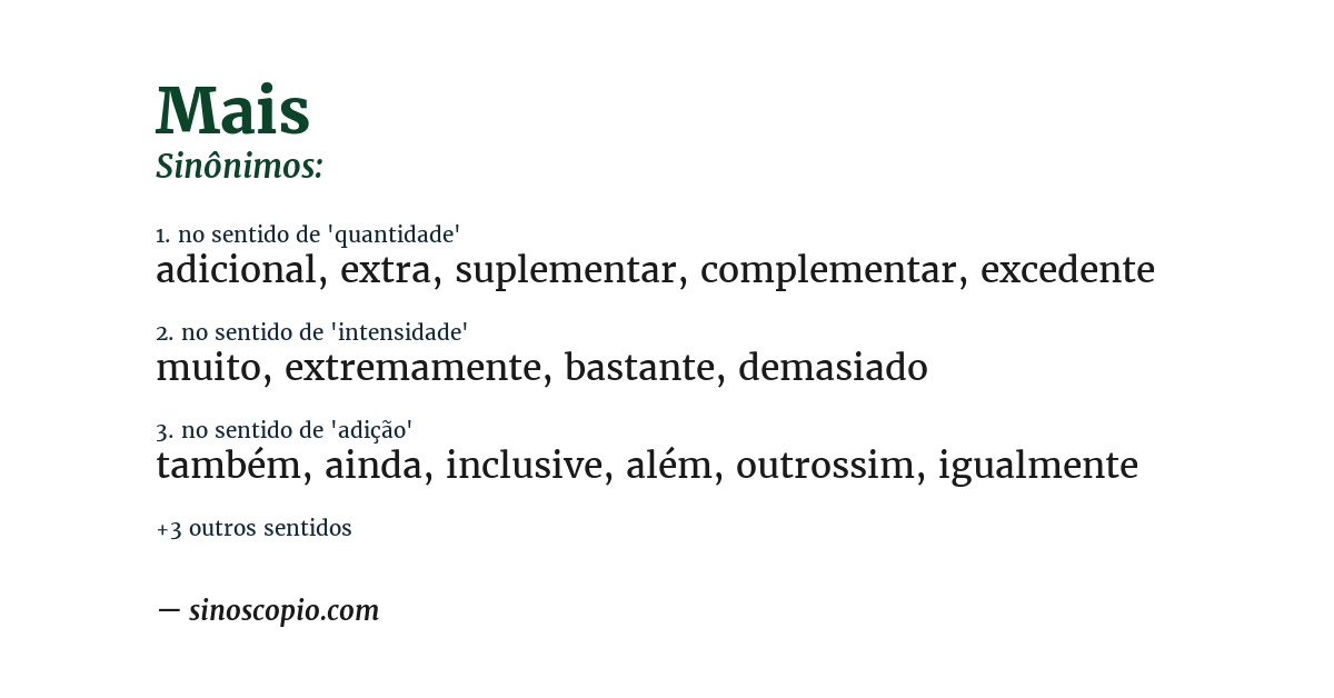 Sinônimo de mais