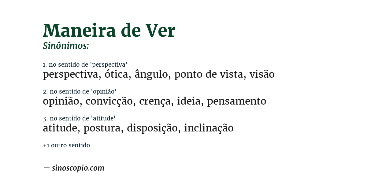 Sinônimo de maneira de ver