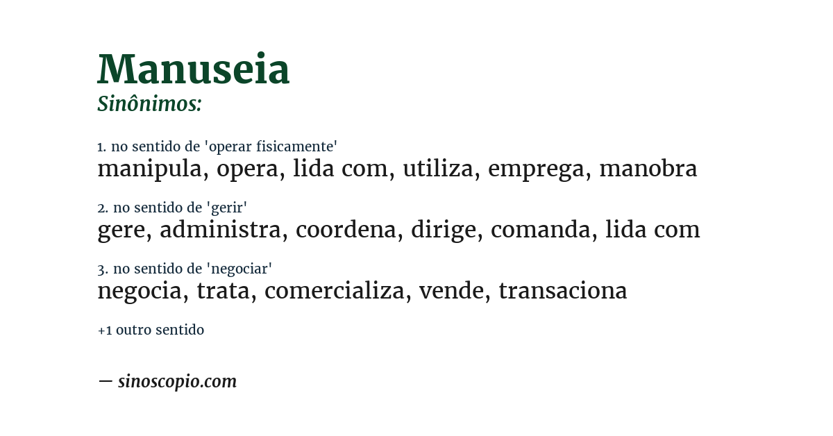 Sinônimo de manuseia