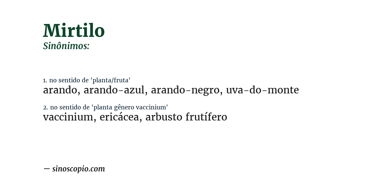 Sinônimo de mirtilo