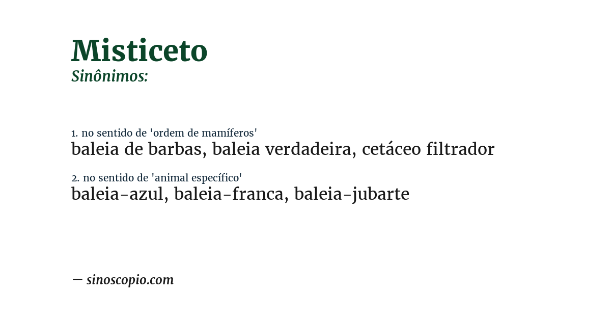 Sinônimo de misticeto