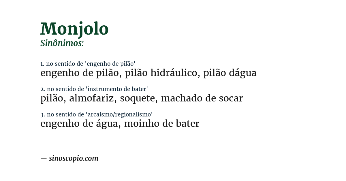 Sinônimo de monjolo