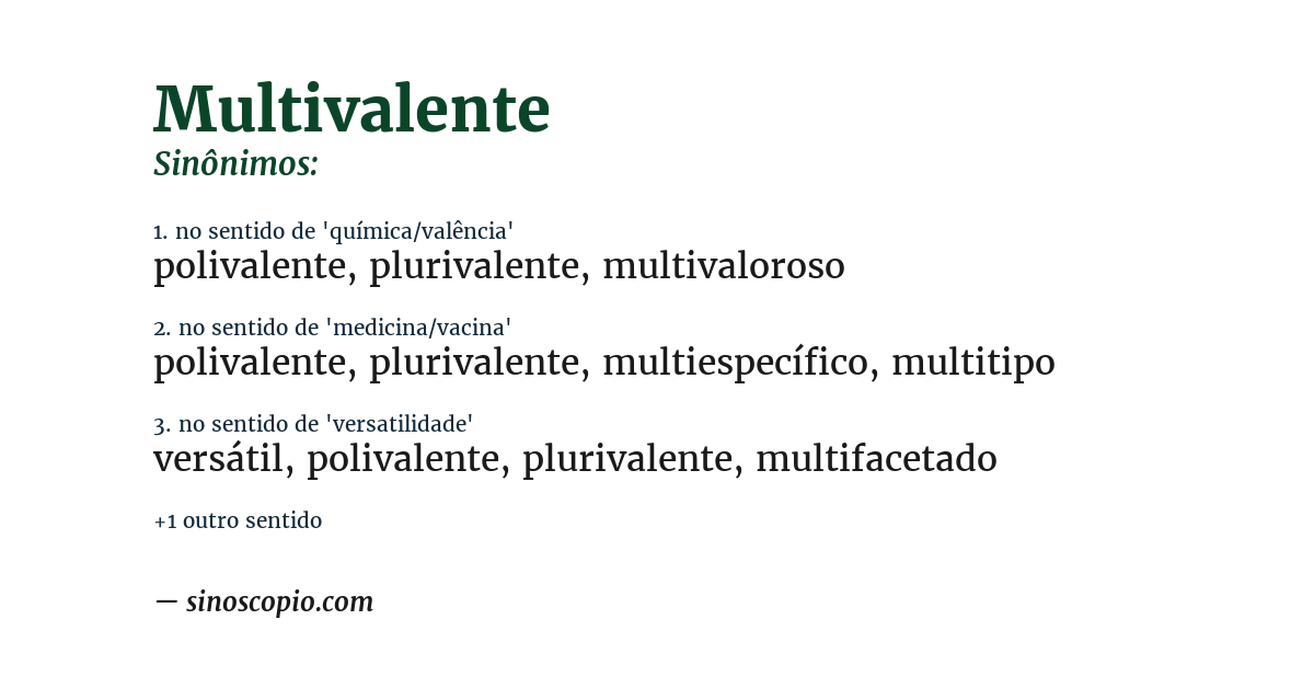 Sinônimo de multivalente