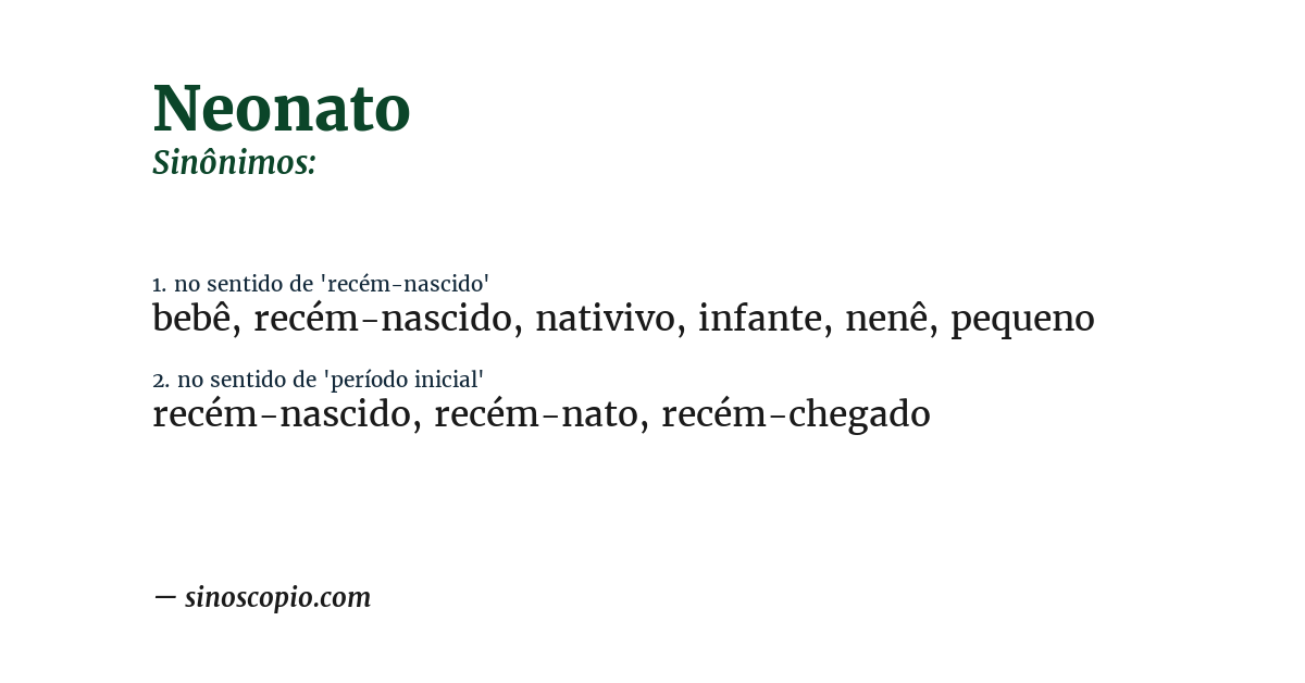 Sinônimo de neonato