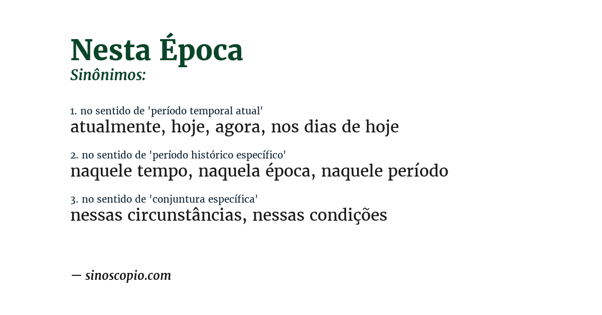 Sinônimo de nesta época