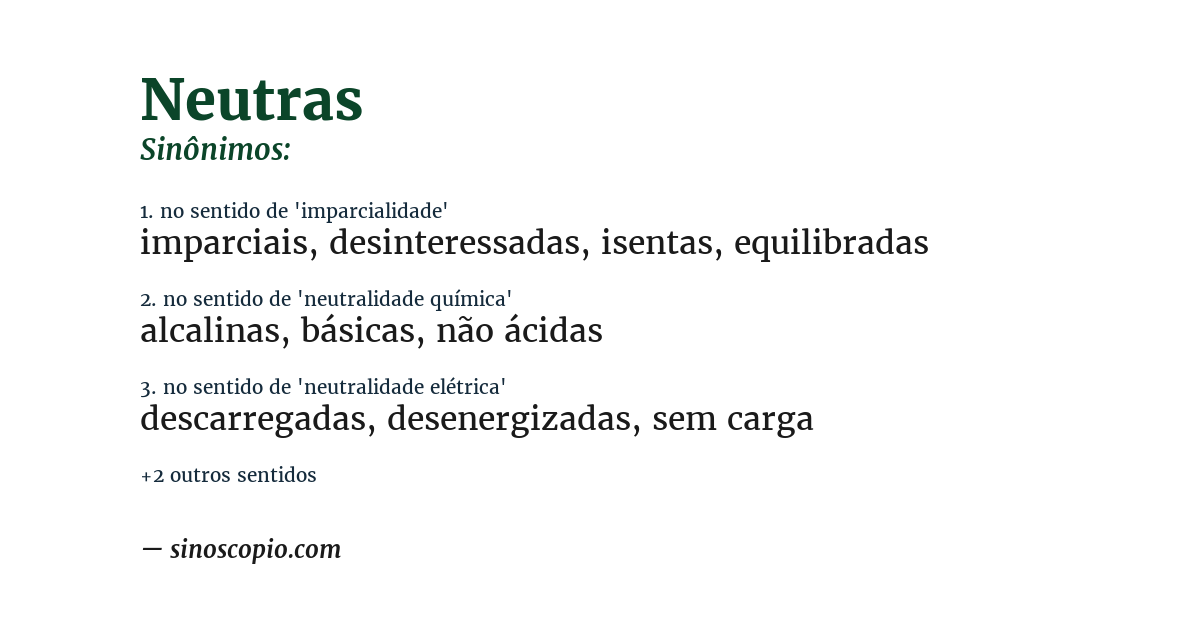 Sinônimo de neutras