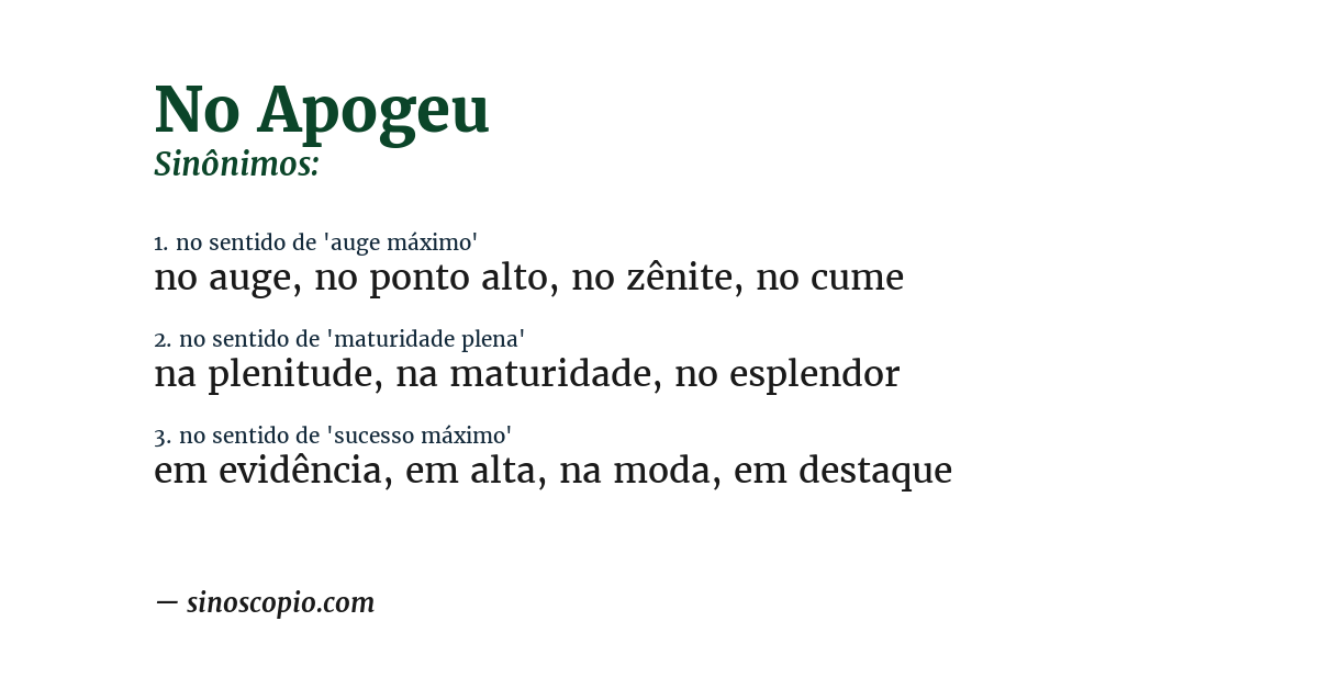 Sinônimo de no apogeu