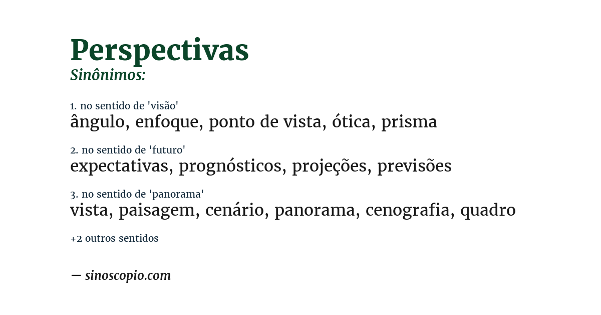 Sinônimo de perspectivas