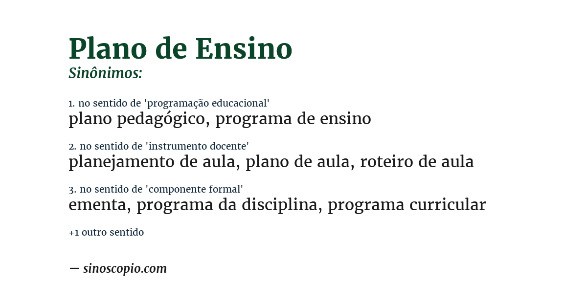 Sinônimo de plano de ensino