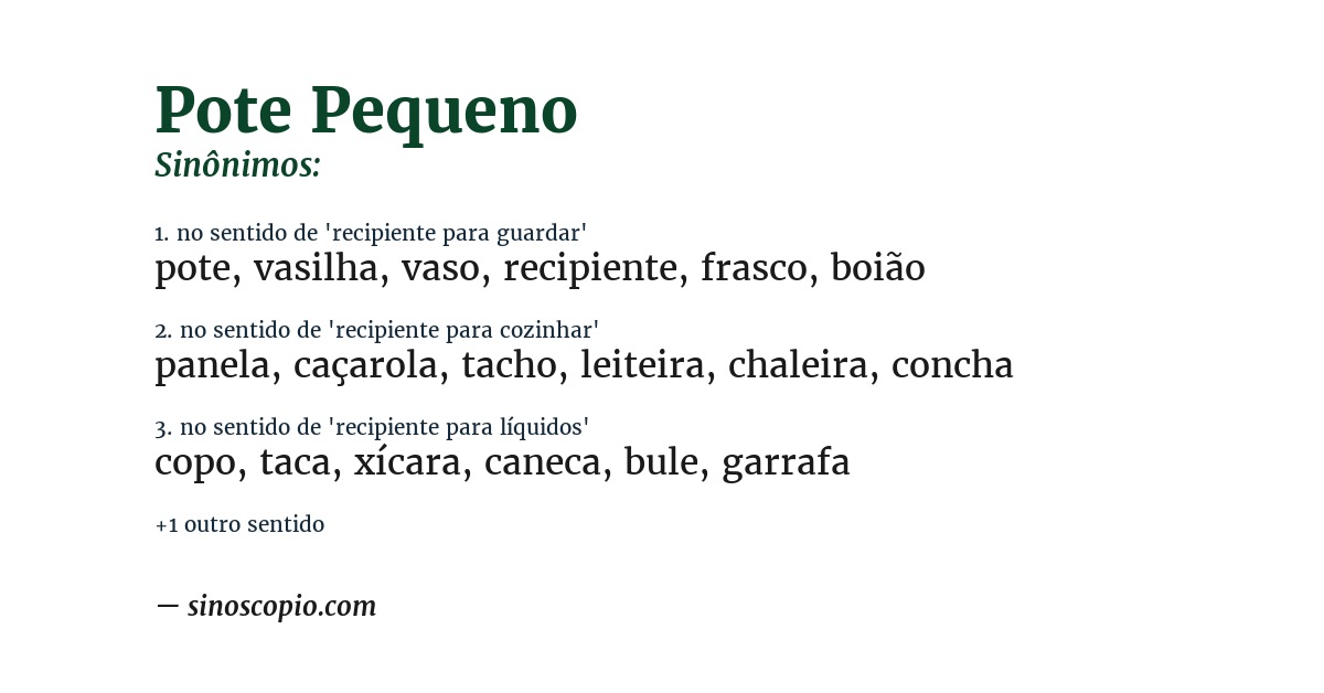 Sinônimo de pote pequeno
