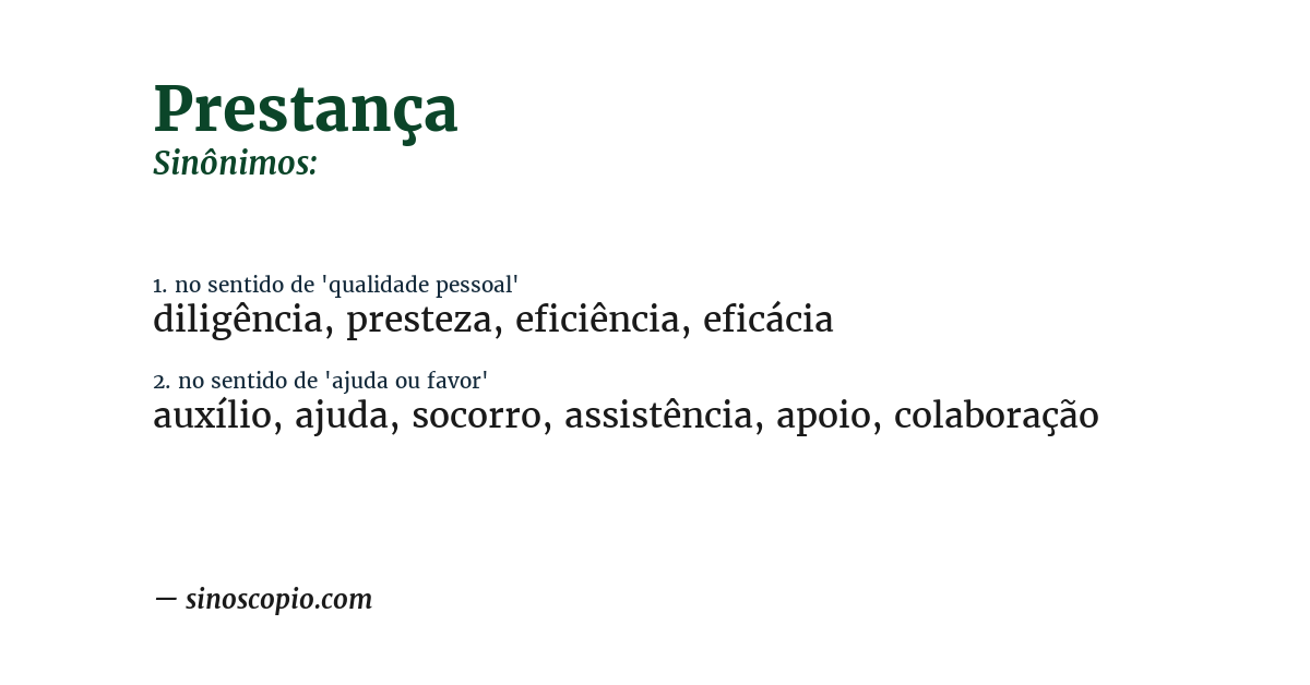 Sinônimo de prestança